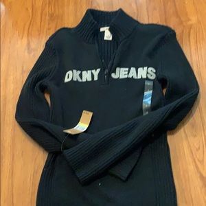 DKNY zipper neck black turtleneck